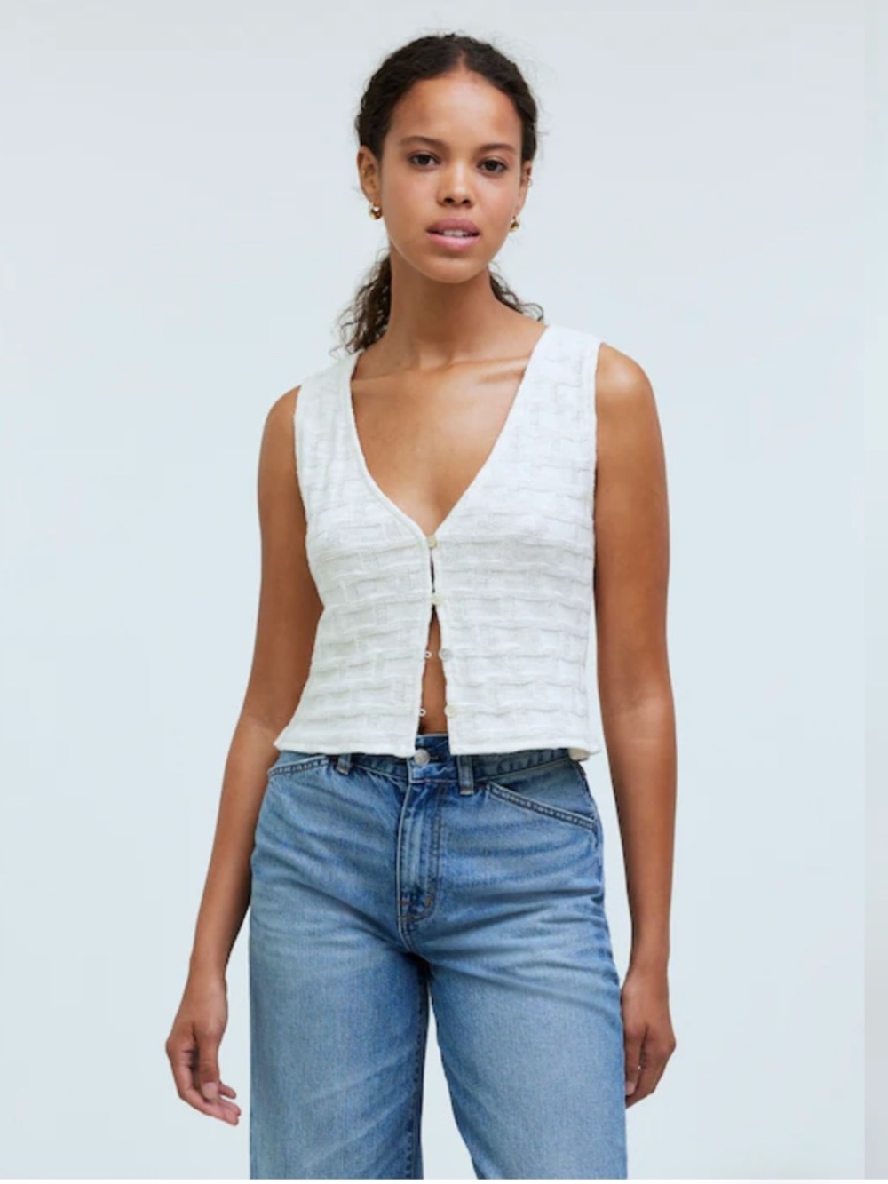 Basket-Weave Knit Tank Top